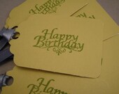 Happy Birthday GIFT TAGS - set of 6 in celery green