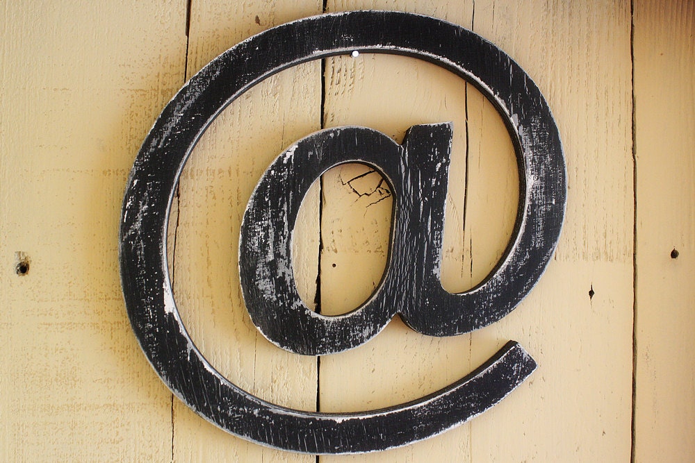 Wooden 'at' symbol- perfect office geekery wall decor
