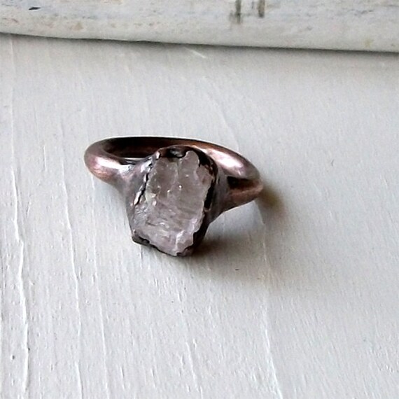 Kunzite Copper Ring Pink Gem Stone Artisan Raw Gem Organic Artisan Handmade