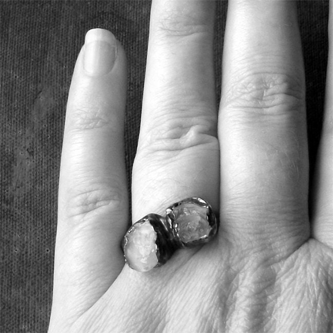 Copper Ring Rose de Amethyst Purple Violet Lilac Raw Gem February Birthstone Artisan Handmade