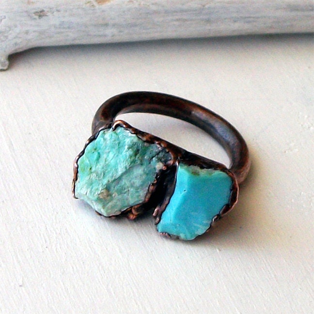Copper Ring Turquoise December Birthstone Handmade Ring Simple Raw Modern Organic Robins Egg Blue