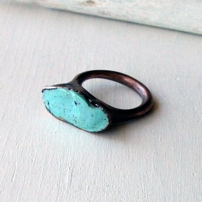Copper Ring Turquoise December Birthstone Handmade Ring Simple Raw Modern Organic Robins Egg Blue