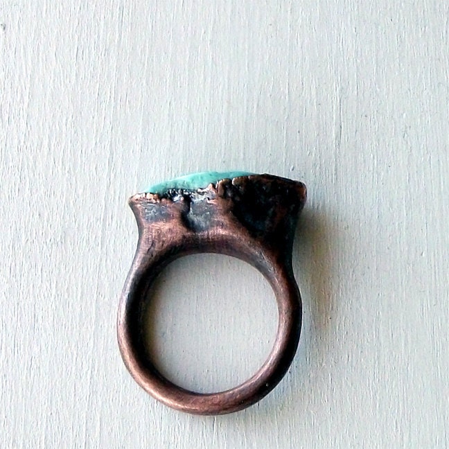 Copper Ring Turquoise December Birthstone Handmade Ring Simple Raw Modern Organic Robins Egg Blue