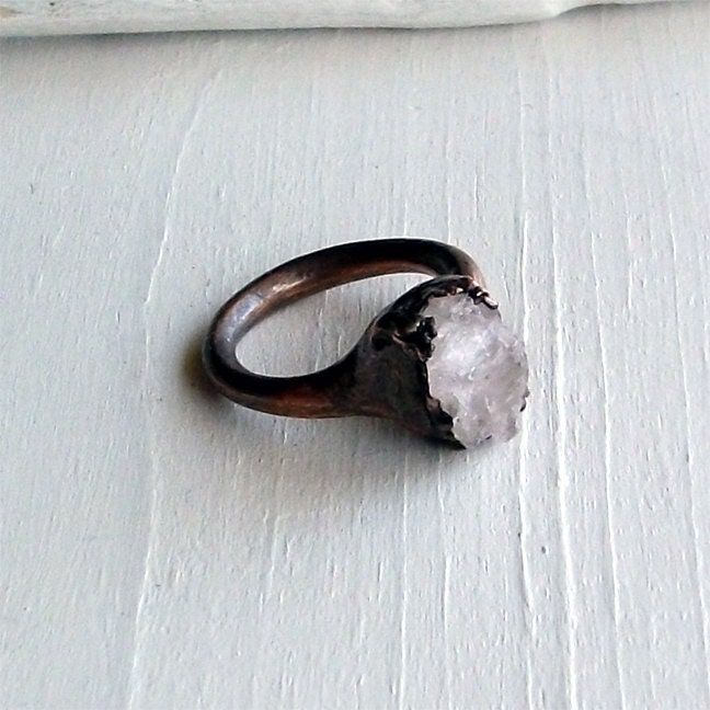 Kunzite Copper Ring Pink Gem Stone Artisan Raw Gem Organic Artisan Handmade