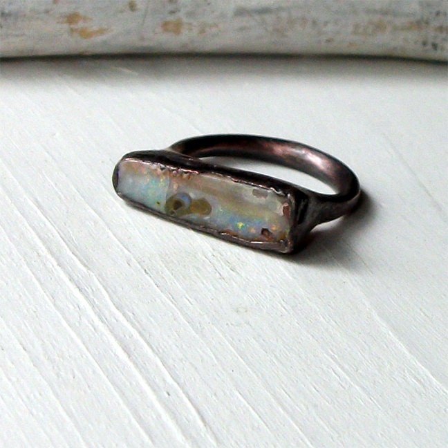 Copper Boulder Opal Ring Stone October Birthstone Natural Raw Patina Artisan