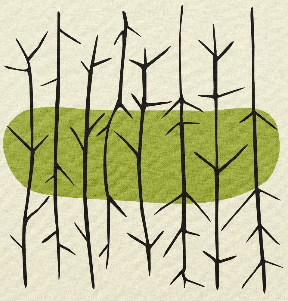bundle of sticks, black on green -  fine art giclée pigment print