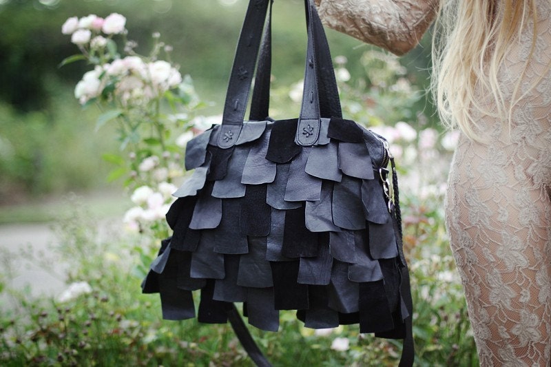 Tazos Black Leather Bag // Made to order  //