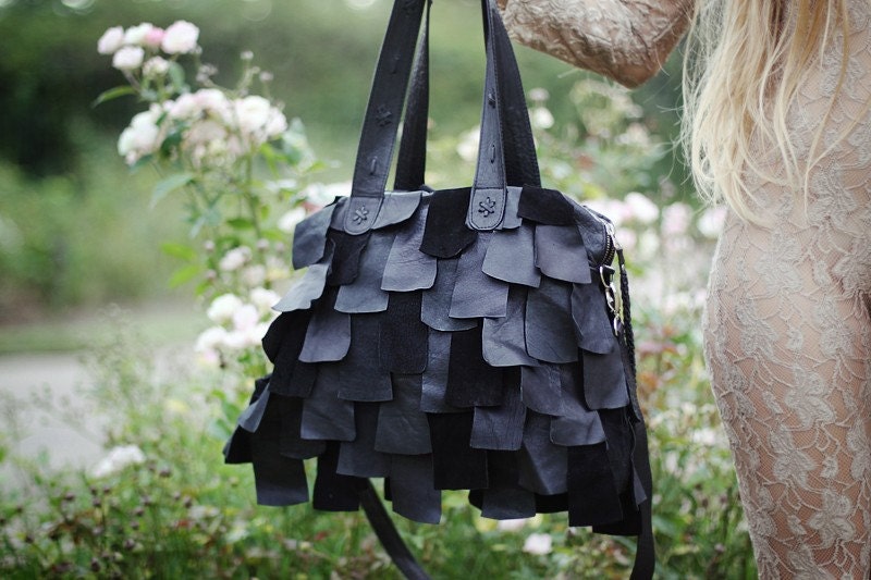 Tazos Black Leather Bag // Made to order //