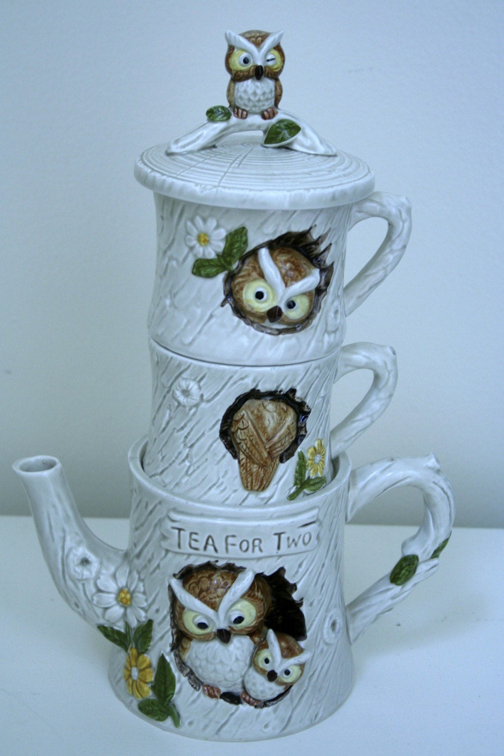 Tea for Two Vintage Enesco Owl Tea Set by holliewouldvintage