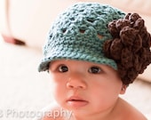 INSTANT DOWNLOAD Crochet Pattern Crossed Cluster Newsboy Hat with Rose (5 Sizes Included) Permission to sell all finished items