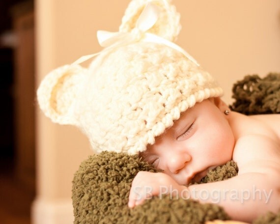 INSTANT DOWNLOAD Crochet Pattern  Buddy Bear Hat with Flower (6 SizesPreemie to Adult ) Permission to sell all finished items