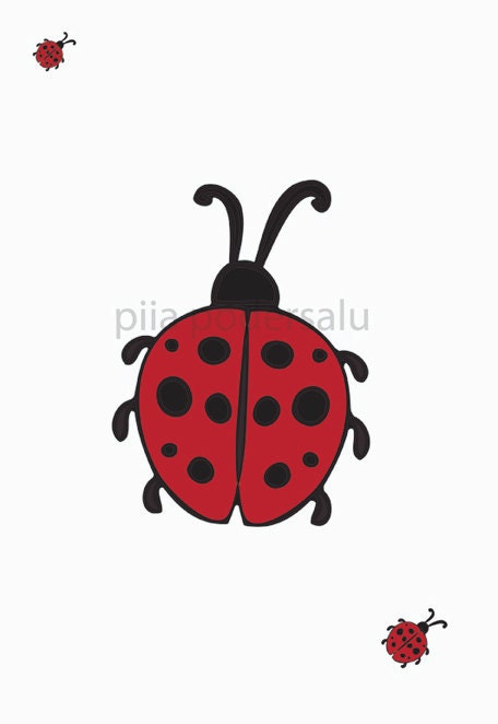 LadyBug Fly Away ( Summer, Ladybug decor, Nursery wall art, Black & red)