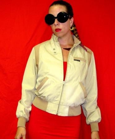 80s Vintage 1980s Skinny Cafe Racer Preppy Jacket British Mist sz M Tan Beige Light Brown