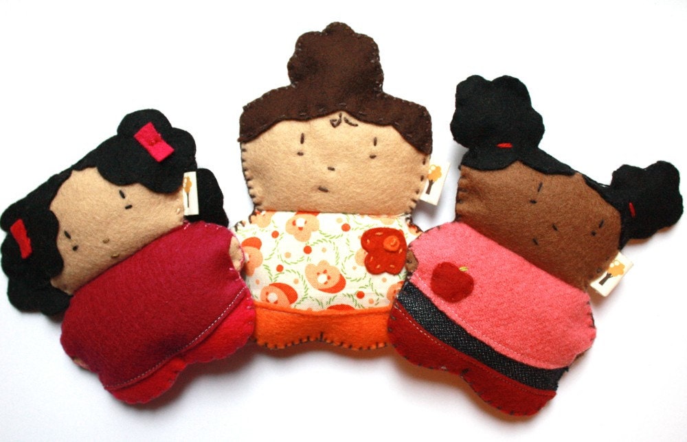 Mini Plush Dolls / FRIENDSHIP PACK / Kayla Imari and Camille / African American Il_570xn
