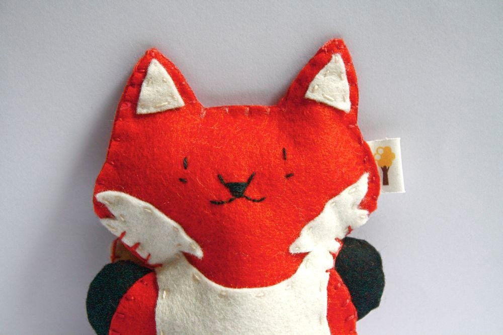 Baby Fox Rattle / Miniature Plush Animal / Stuffed With Organic Cotton Il_570xn