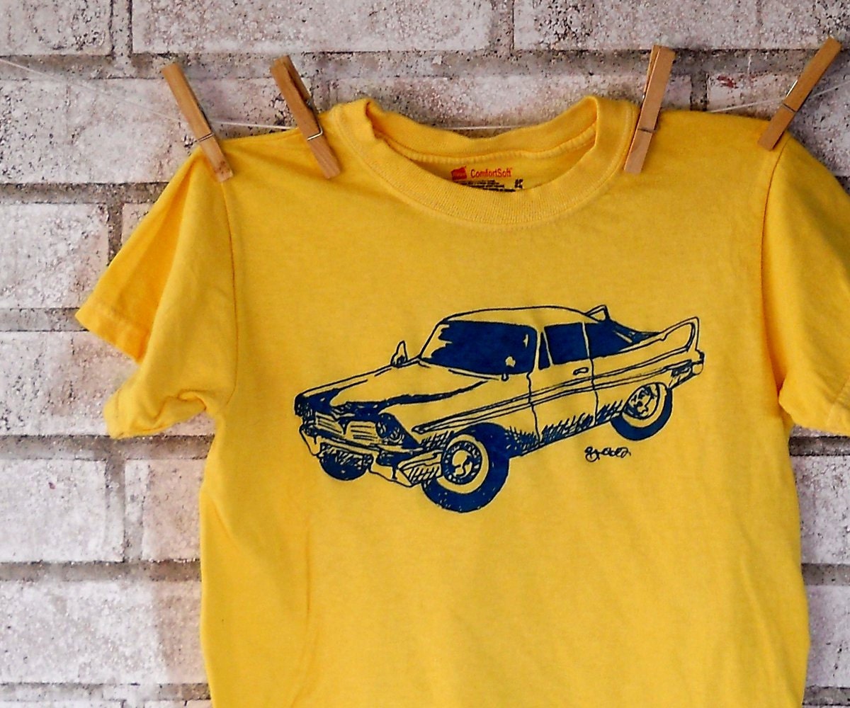 Childrens Classic Car Tshirt, Plymouth Fury Tee shirt, dyed yellow or custom colors