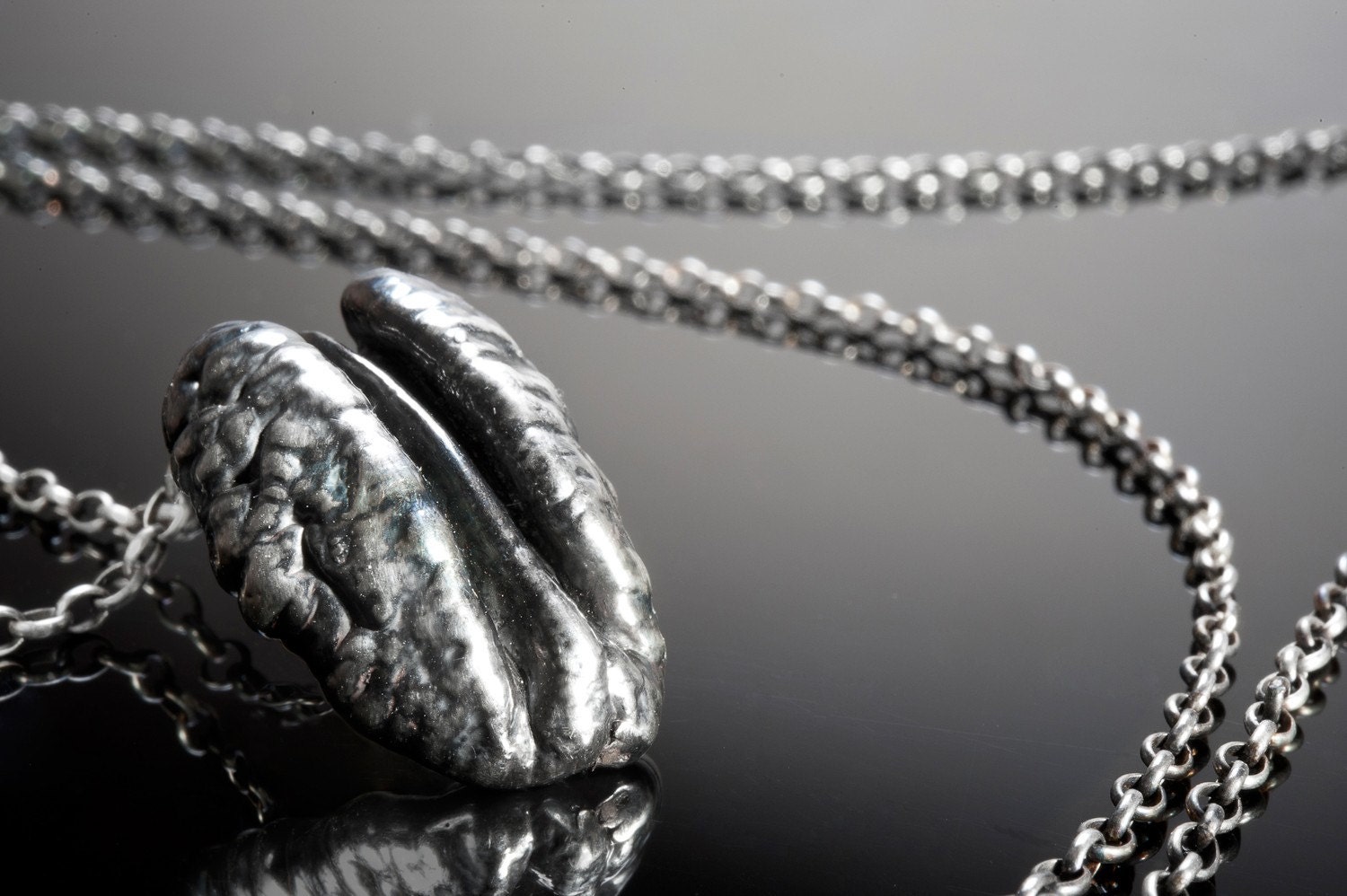 Sterling Silver Pecan necklace with black oxide finish