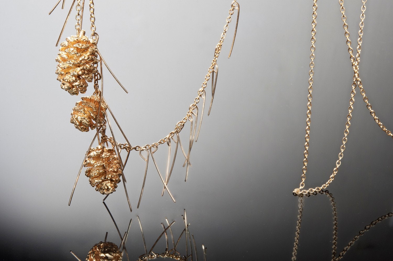3 Swedish mini Pine cones in 24K Gold