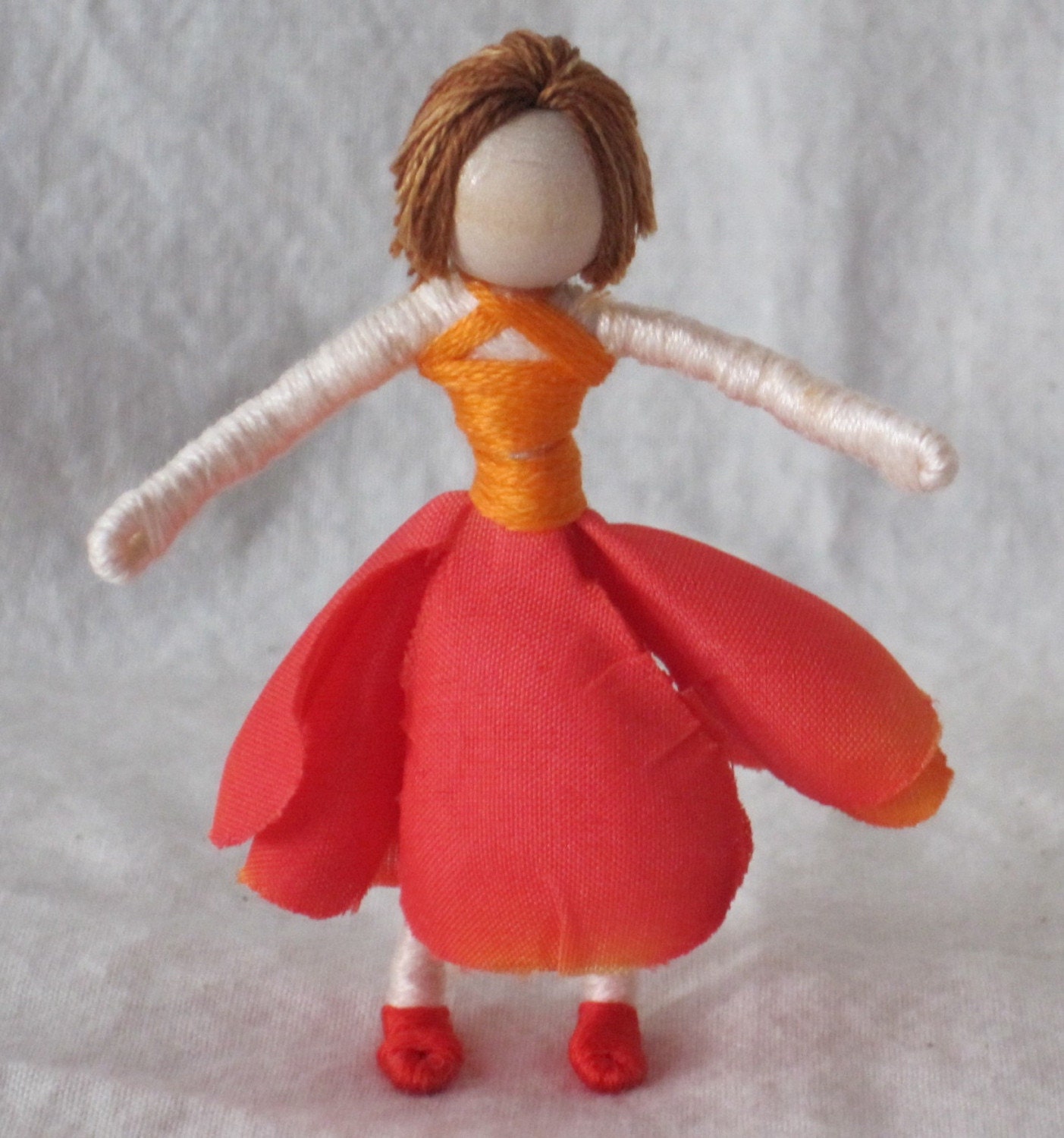 Waldorf Flower Fairy Doll - Orange Ranunculus Art Doll, ooak, Worry Doll, Faery, elemental Doll