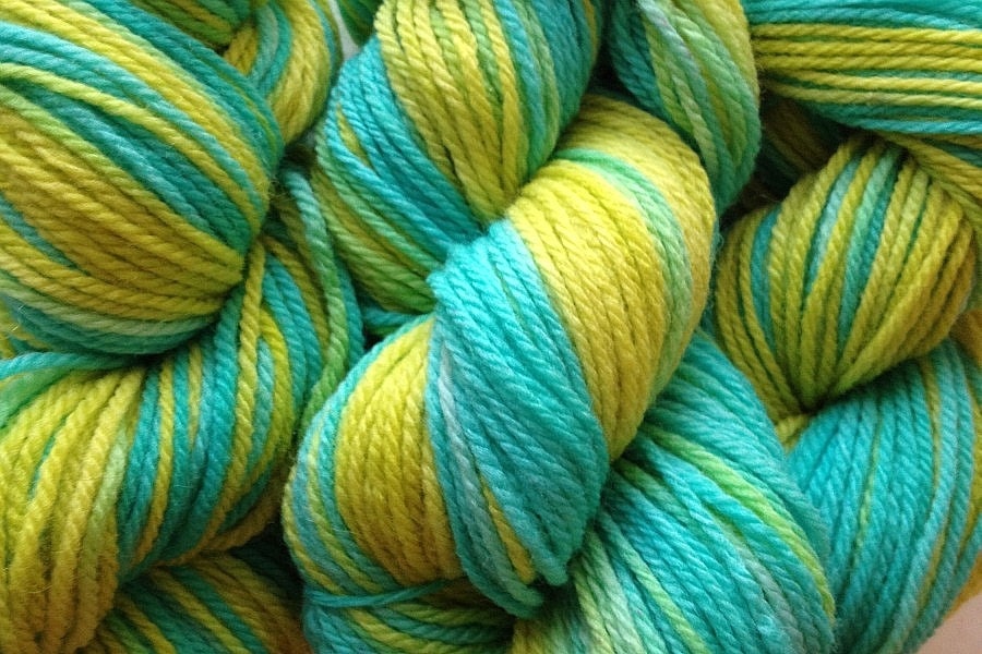 Handpainted Merino Wool  DK Sport Weight Yarn in Lime Ice