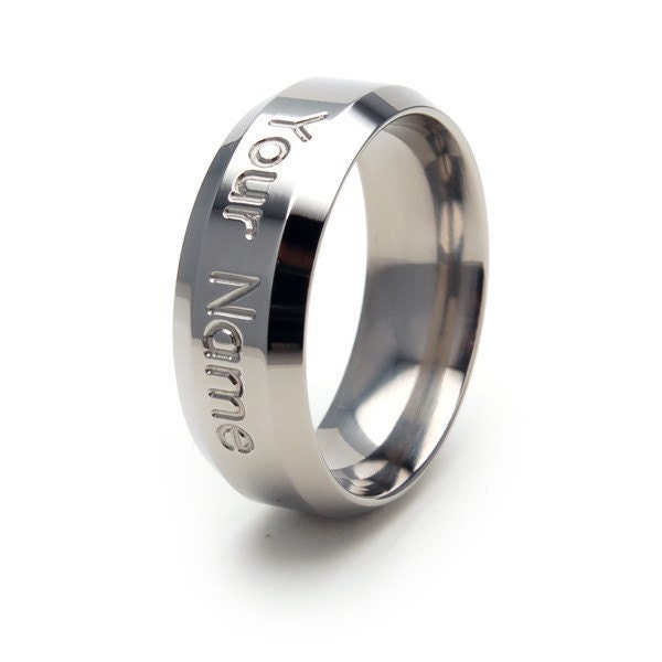 New PERSONALIZED NAME Titanium Ring, Free Sizing Band 4-17