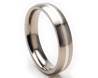 New 5mm Titanium Ring, Sterling Silver Inlay, Free Jewelry Sizing 4-17
