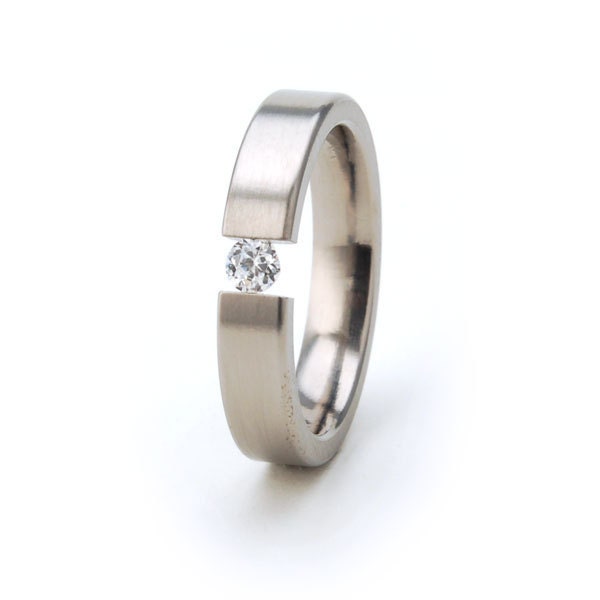 New 4mm Titanium Tension Set Ring, Natural Gemstone Jewelry