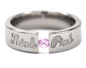 New 6 mm Think Pink Tension Setting Titanium Ring