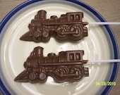 Set of 2 Large Solid Milk Chocolate Train Lollipops