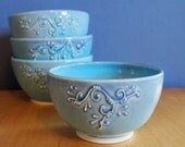 cereal bowl with scrolls, in Twilight Sky