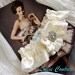 Wedding Garter Set with vintage technique centerpiece - toss included with this Bridal Garter set