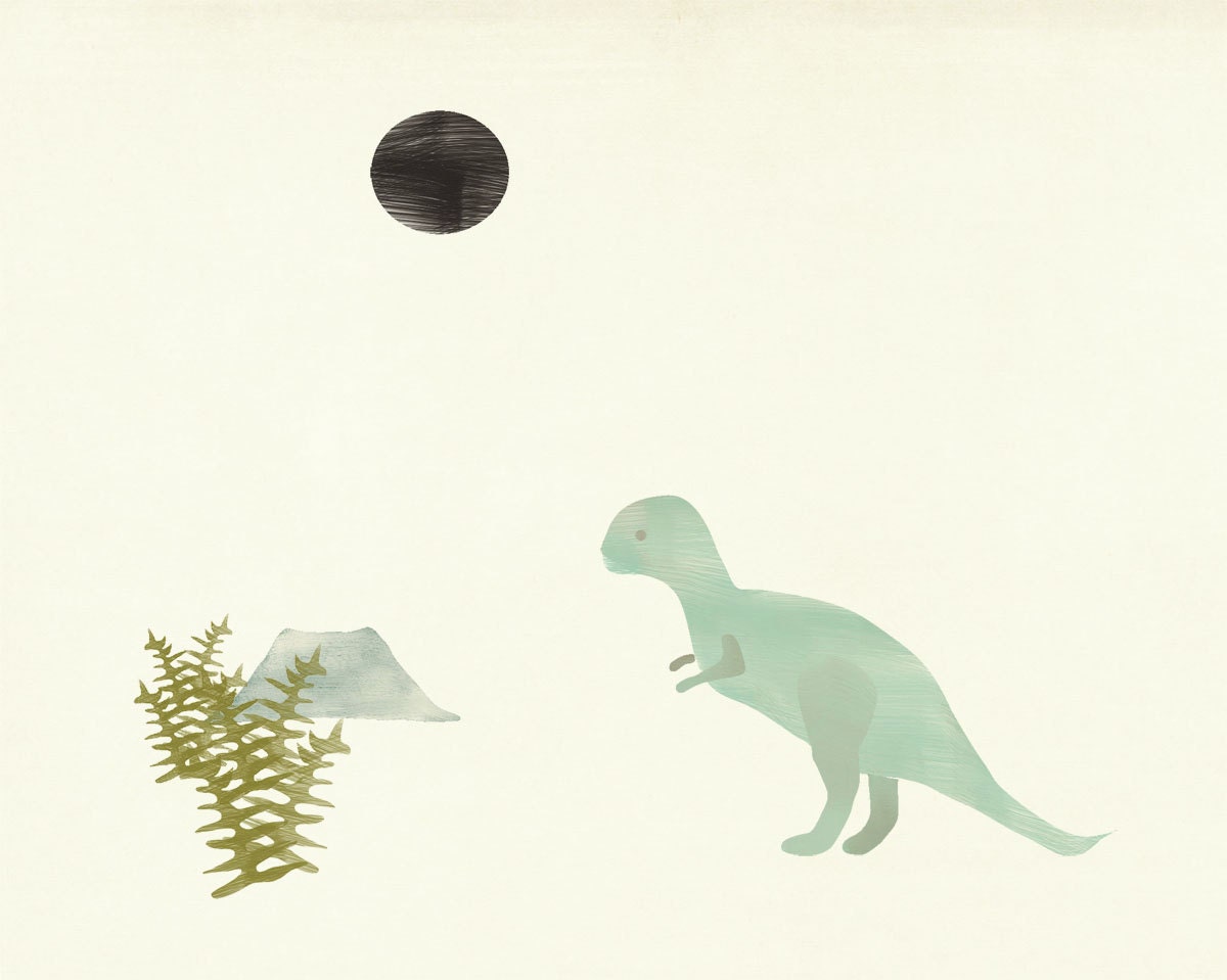 Black Sun T-Rex Dinosaur Print