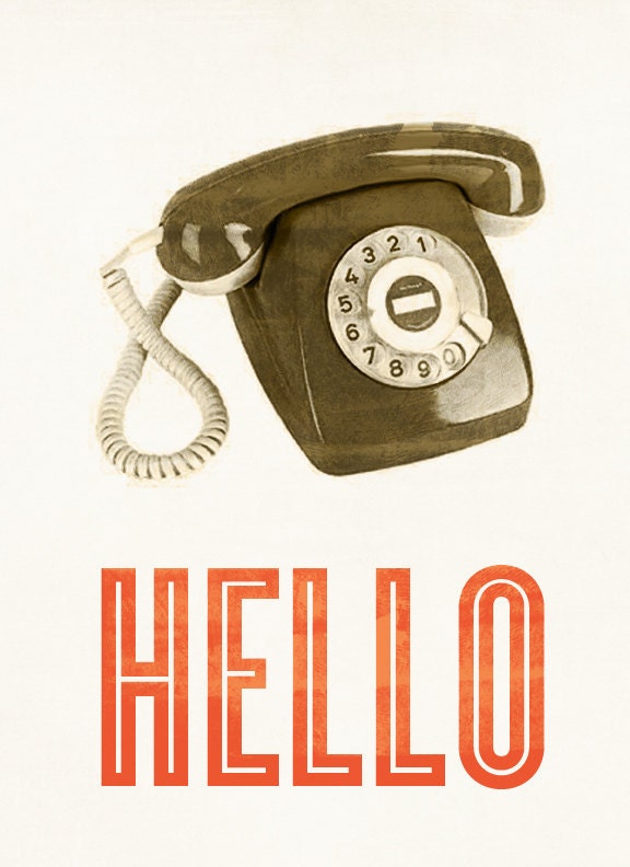 Hello Retro Phone Print