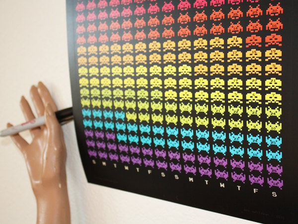 Printable PDF- 2013 Alien Invader Calendar -sharpie powered