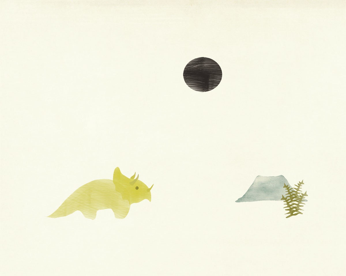 Black Sun Dinosaur Set of Four Giclee Prints-Small