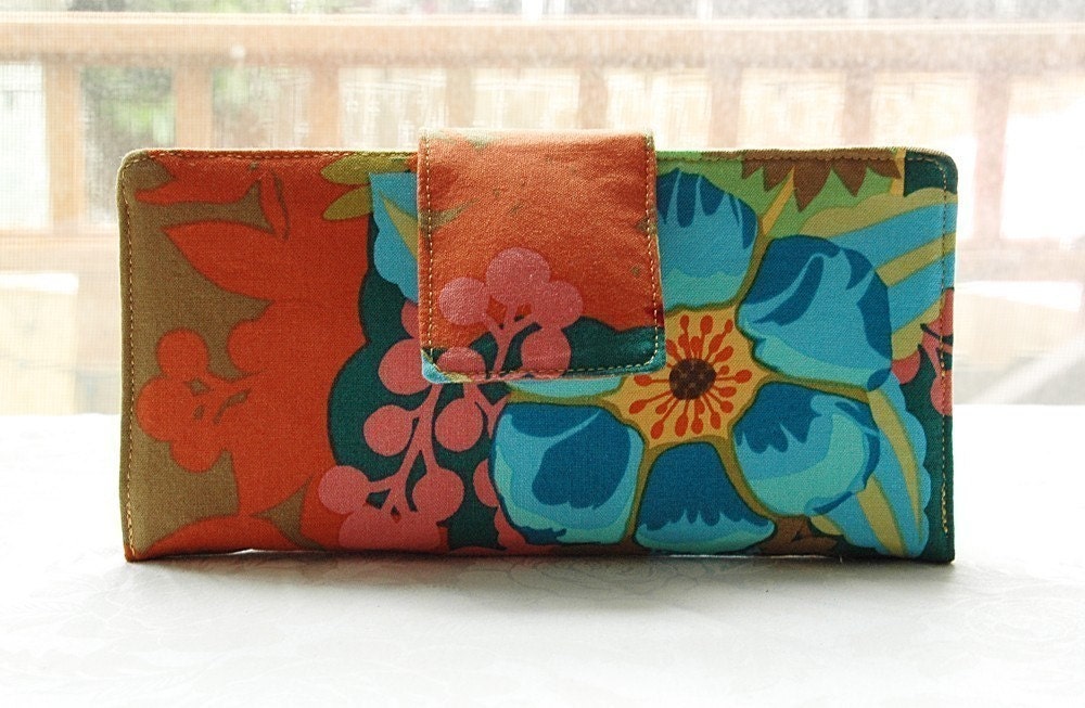 Bellissimo wallet handmade fabric blue and gold floral