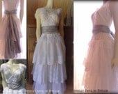 White Silver Slip Vintage Inspired Alternative Outdoor Wedding Dress Altered Fashion "Kimberly"
