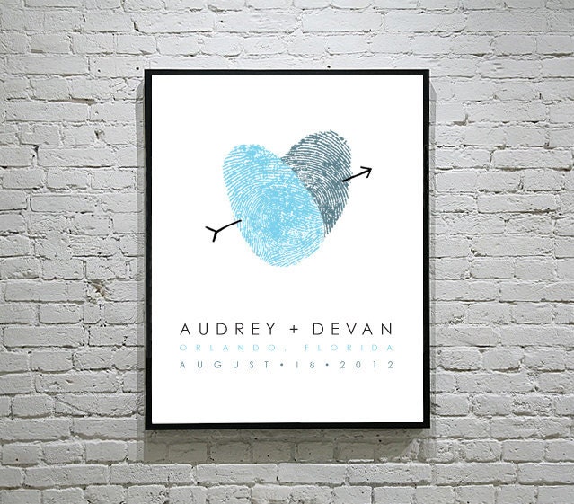 Wedding Poster with YOUR Fingerprints - 8x10 - Custom Wedding Guestbook