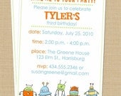 Robots  - Set of 10 CUSTOM Invitations or Announcements