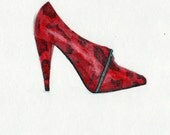ORIGINAL Rendering of High-Heel shoe (pencil & ink on paper) Original Drawing NOT A PRINT