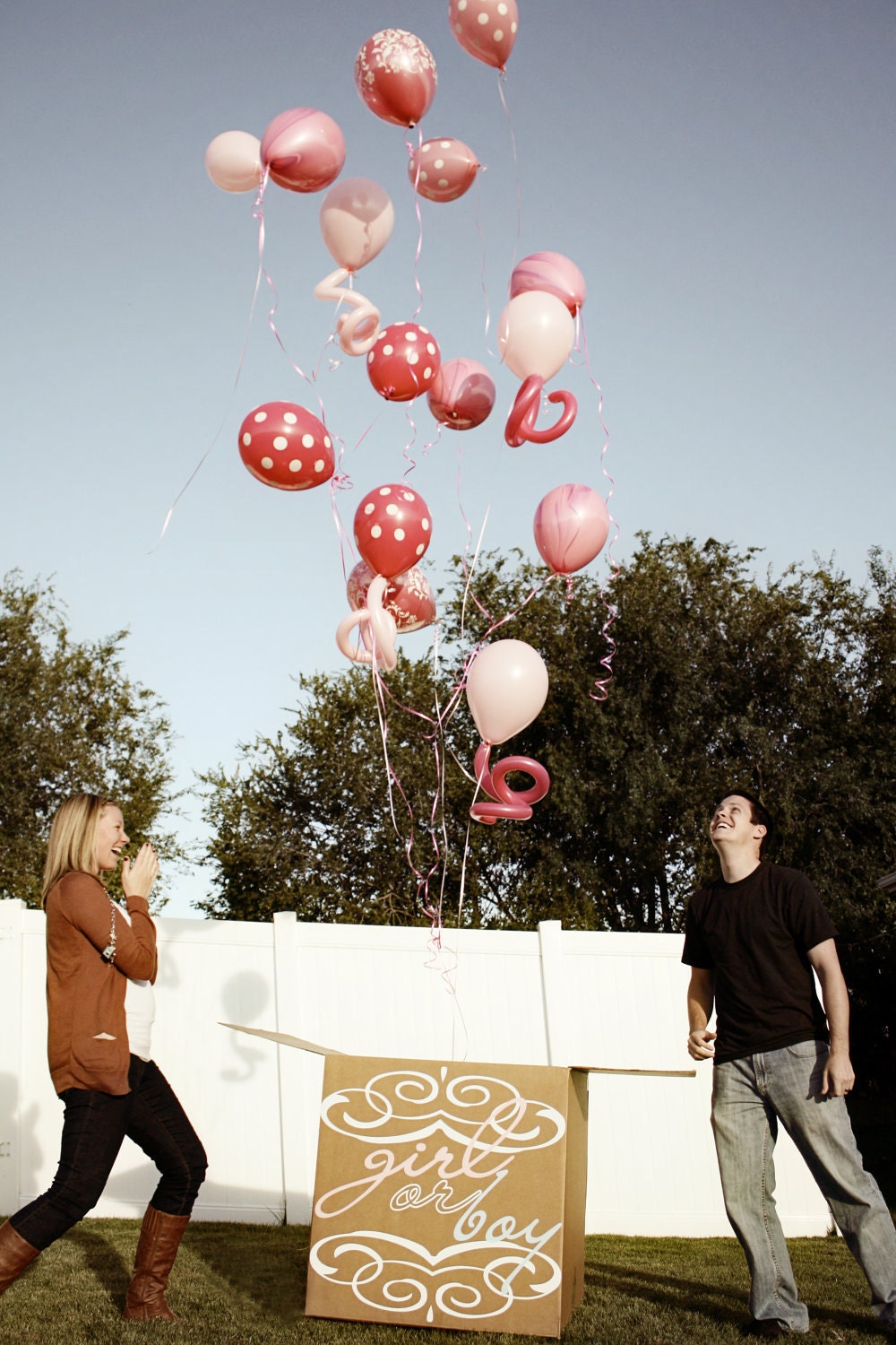 Gender Reveal Party Balloon Box Vinyl Decal Decor