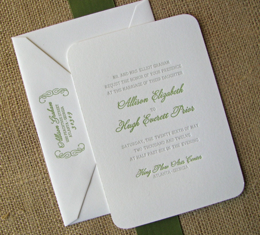 SALE 15% off (see details): bello letterpress WEDDING INVITATION sample