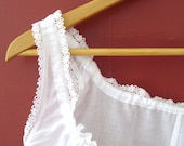 Victorian Sleeveless Cotton Chemise with Cotton Lace - Custom Made to Order in White Lawn or Voile & Black Lawn