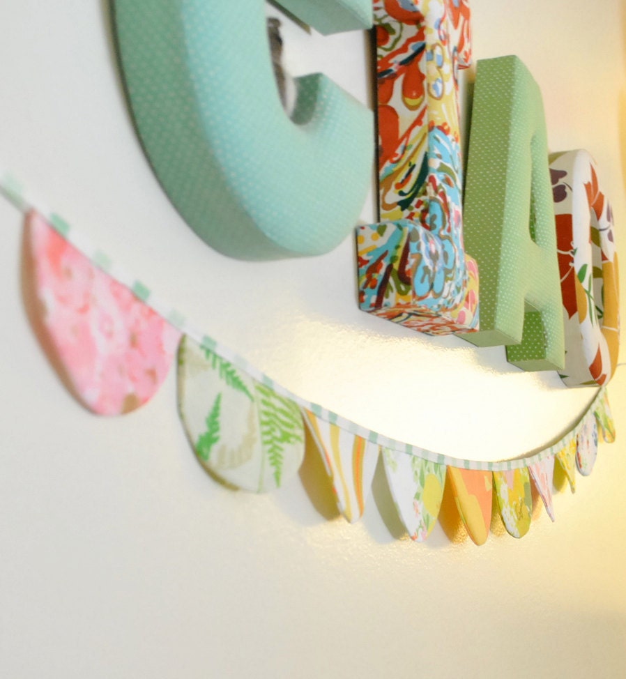 Vintage Fabric Scalloped Bunting Banner Flag  Pillow Factory