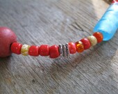 Aqua Blue, Bright Orange Anklet