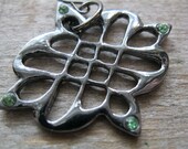 Gunmetal Earrings and Kelly Green Rhinestone
