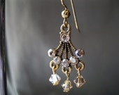 Gold Chandelier Earrings Swarovski Crystal