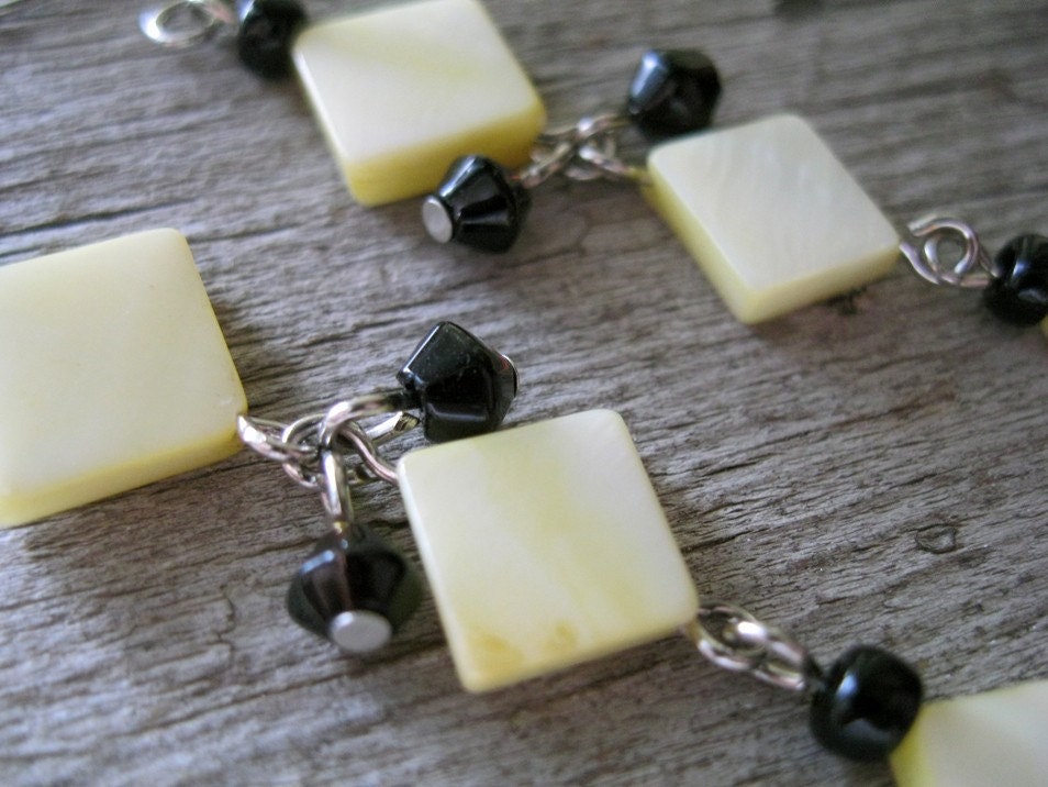 Spring Yellow Charm Earrings and Black