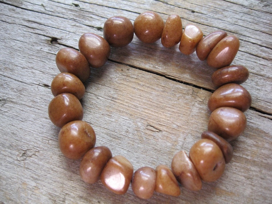Stretch Brown Bracelet Chunky Jade