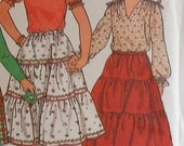 Girls BOHO Style Top and Skirt Sewing Pattern Butterick 6365 UNCUT Size 12 shirt blouse
